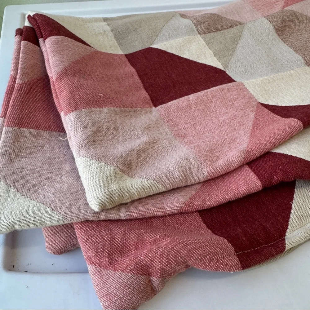 IKEA SVARTHO Pillow Covers 20x20 Geometric Mauve Pink Burgundy Cotton patchwork
